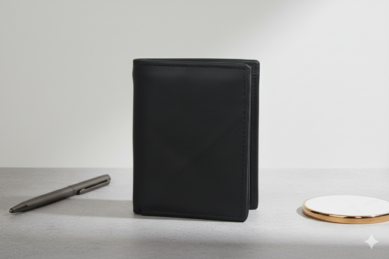 Jutt Black Tripple Fold™ Wallet - 100% Pure Cow Leather Wallet - TriFold - Showsha Pro Wallet Edition - Brand Box Included