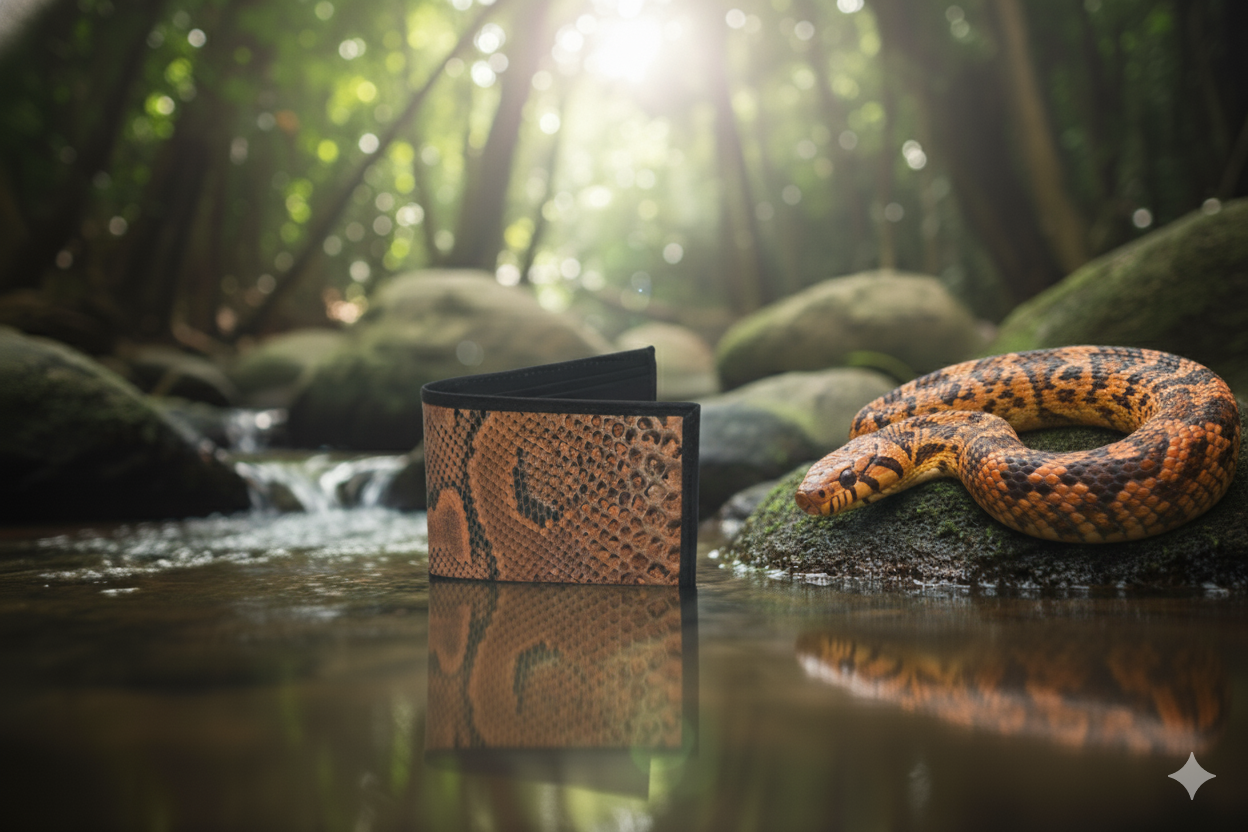 100% Pure Original Anaconda (Gold Black) Snake Skin Leather Wallet - AnacondaGOLD™ - Showsha Gold Antique Edition - Brand Box Included