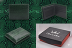 100% Pure Original Green Snake (Green Viper Mamba Snake) Skin Leather Wallet - GreenMamba™ - Showsha Premium Wallet Edition - Brand Box Included