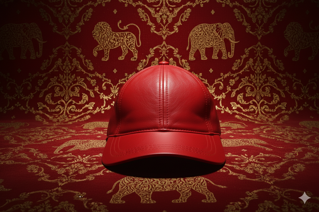 The Royal Red Full Leather Cap™ - 100% Pure Genuine Leather - Sharp Red - Unisex - Showsha King Collection