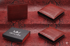 100% Pure Original Red Snake (Red Spitting Cobra) Skin Leather Wallet - RedSpit Snake™ - Showsha Premium Wallet Edition - Brand Box Included