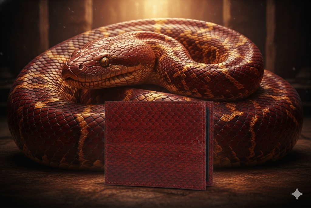 100% Pure Original Red Snake (Red Spitting Cobra) Skin Leather Wallet - RedSpit Snake™ - Showsha Premium Wallet Edition - Brand Box Included
