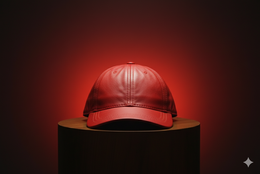 The Royal Red Full Leather Cap™ - 100% Pure Genuine Leather - Sharp Red - Unisex - Showsha King Collection