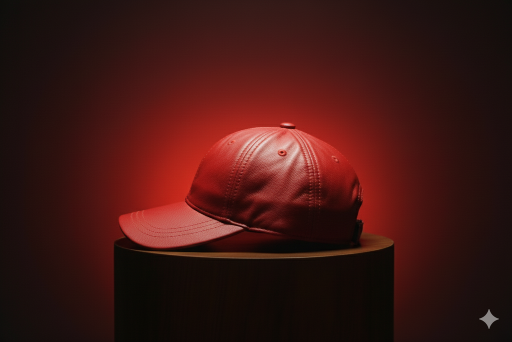 The Royal Red Full Leather Cap™ - 100% Pure Genuine Leather - Sharp Red - Unisex - Showsha King Collection