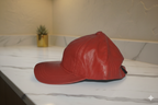 The Royal Red Full Leather Cap™ - 100% Pure Genuine Leather - Sharp Red - Unisex - Showsha King Collection