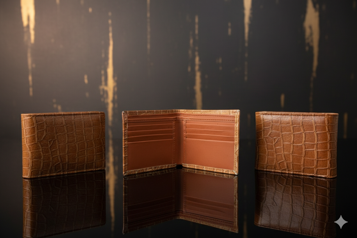 Alligator Stamp™ Pro Wallet - 100% Pure Cow Leather Wallet - Alligator Skin Design - Showsha Pro Wallet Edition - Brand Box Included