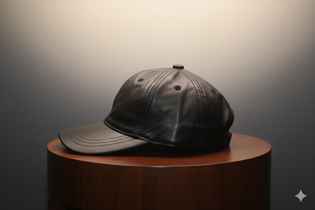 The Legend Black Full Leather Cap™ - 100% Pure Genuine Leather - Pure Black - Unisex - Showsha King Collection