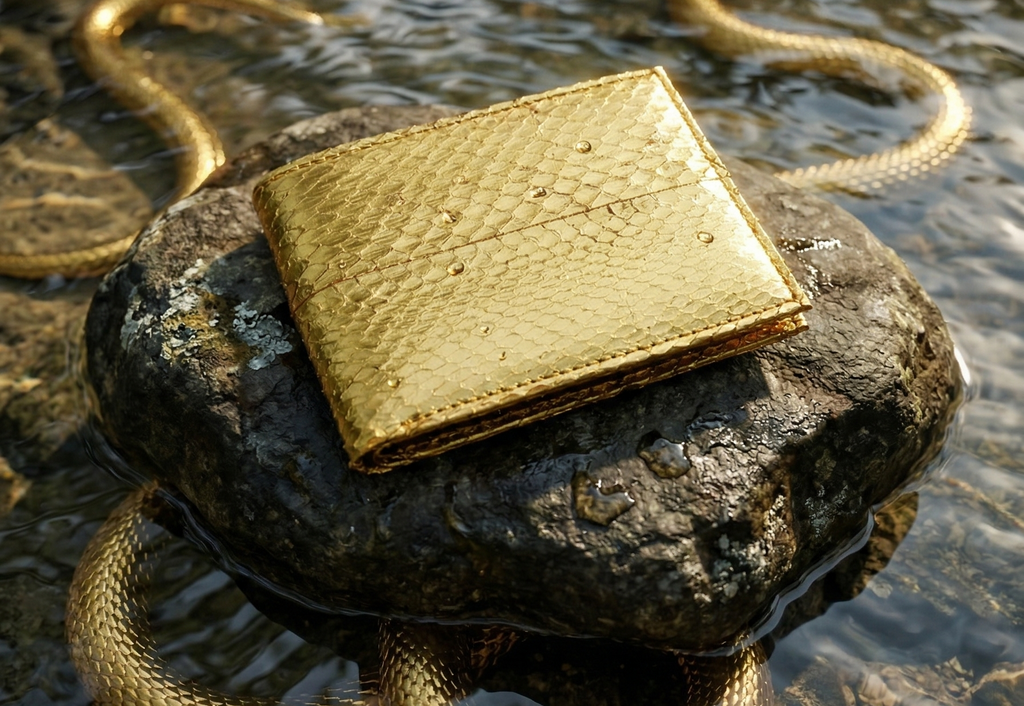 100% Pure Original Yellow Water Snake Skin Leather Wallet - YellowSea Snake™ - Showsha Premium Wallet Edition - Brand Box Included (Copy)