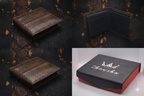 100% Pure Original Brown Snake (King DK Brown Snake) Skin Leather Wallet - KingBrown™ - Showsha Premium Wallet Edition - Brand Box Included (Copy)