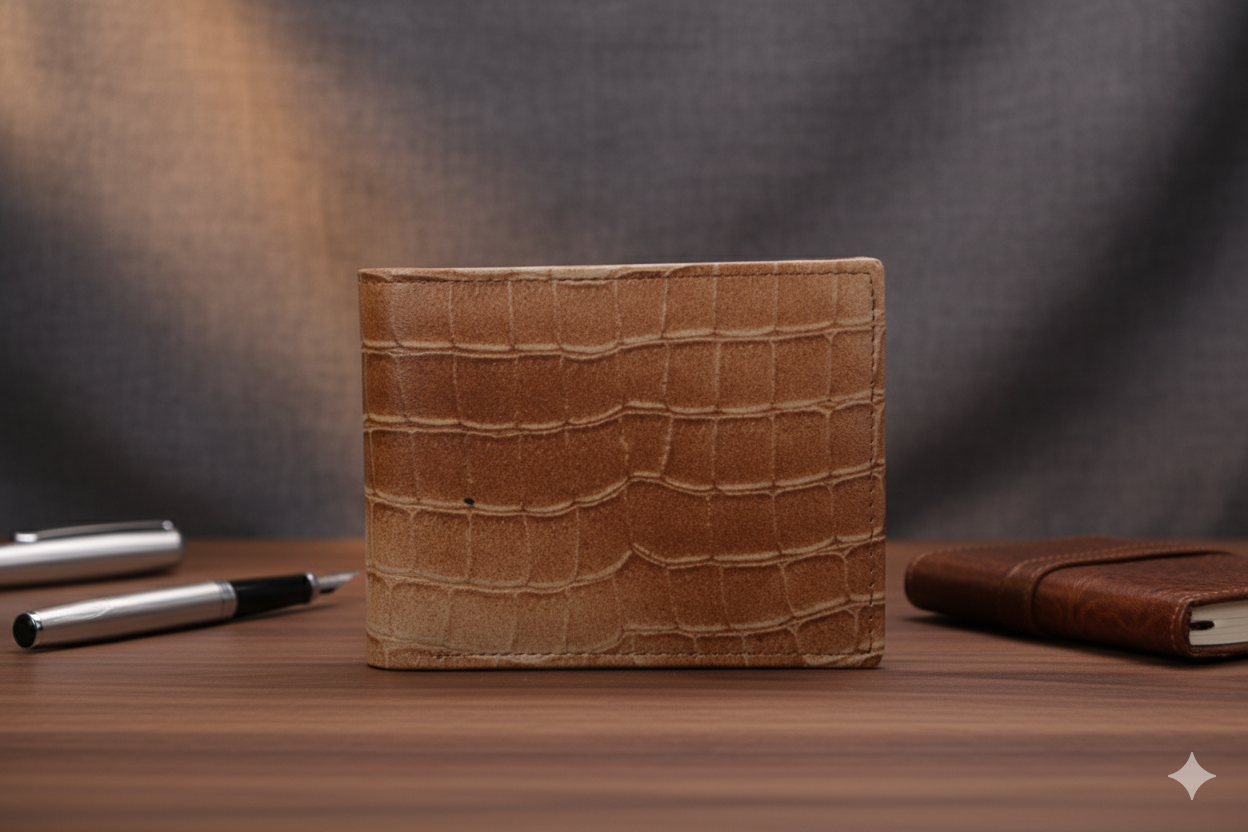 Alligator Stamp™ Pro Wallet - 100% Pure Cow Leather Wallet - Alligator Skin Design - Showsha Pro Wallet Edition - Brand Box Included