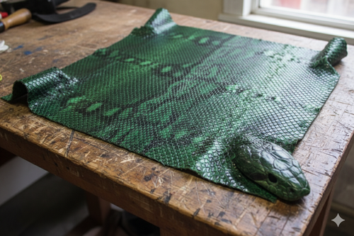 100% Pure Original Green Snake (Green Viper Mamba Snake) Skin Leather Wallet - GreenMamba™ - Showsha Premium Wallet Edition - Brand Box Included