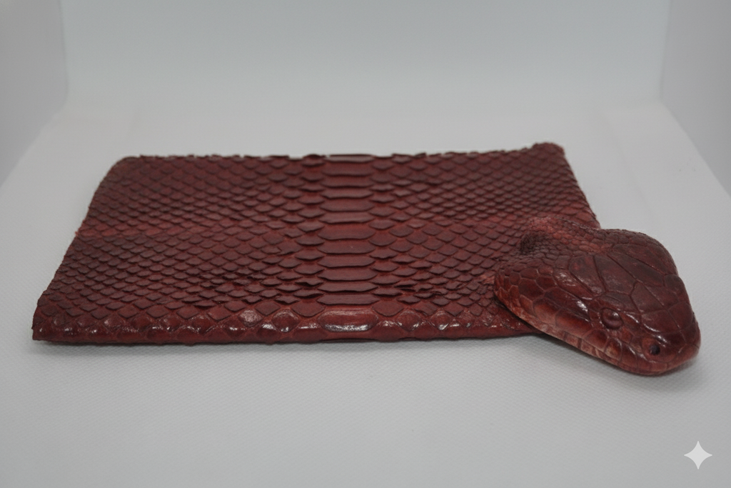 100% Pure Original Red Snake (Red Spitting Cobra) Skin Leather Wallet - RedSpit Snake™ - Showsha Premium Wallet Edition - Brand Box Included